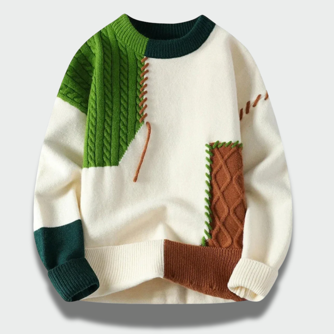 Lina™ – Spalvotas Patchwork Megztinis