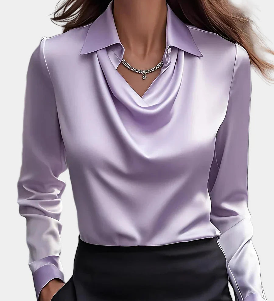 Eglė™ – Elegantiška Satino Palaidinė su Dekoltė