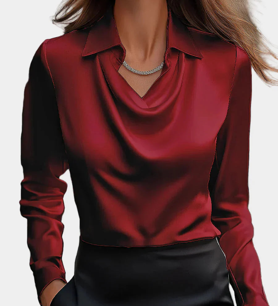 Eglė™ – Elegantiška Satino Palaidinė su Dekoltė