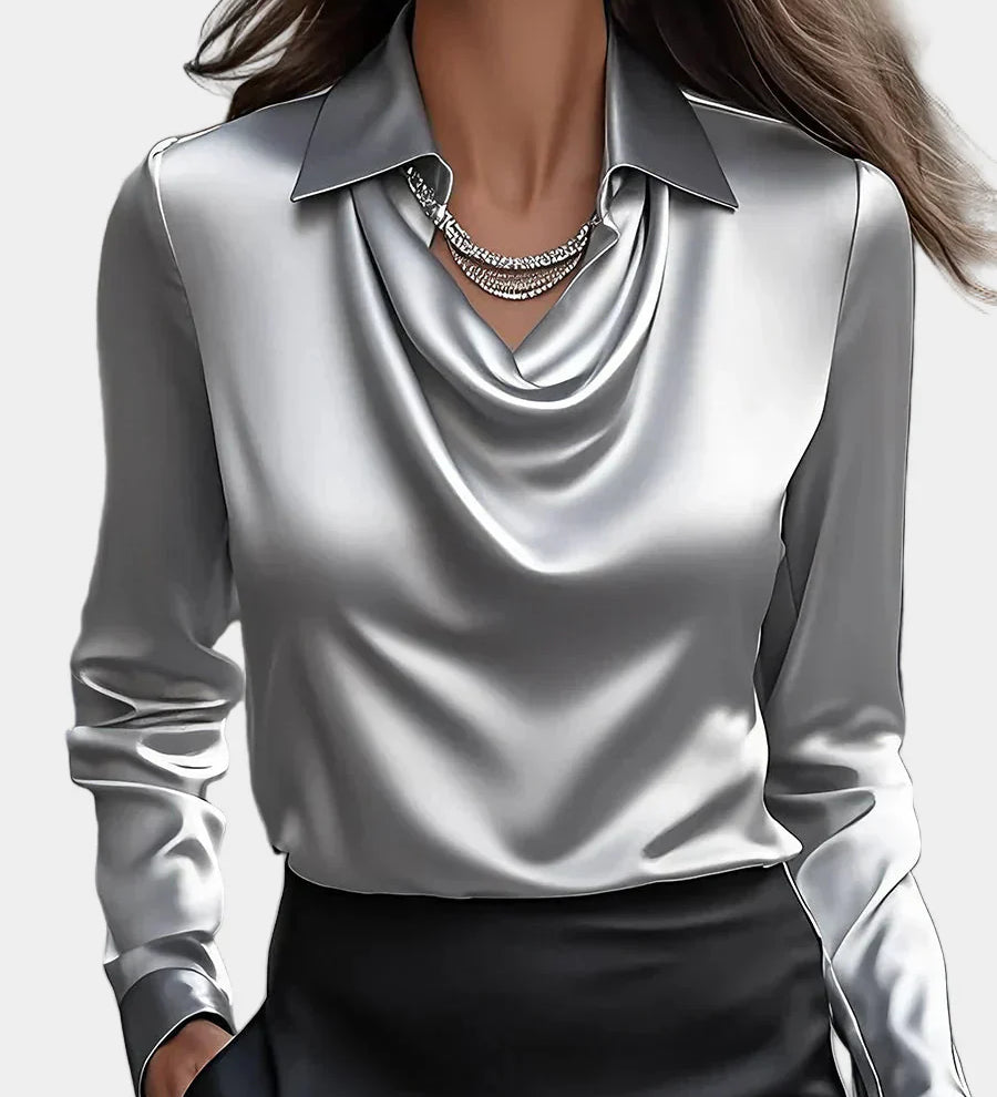 Eglė™ – Elegantiška Satino Palaidinė su Dekoltė