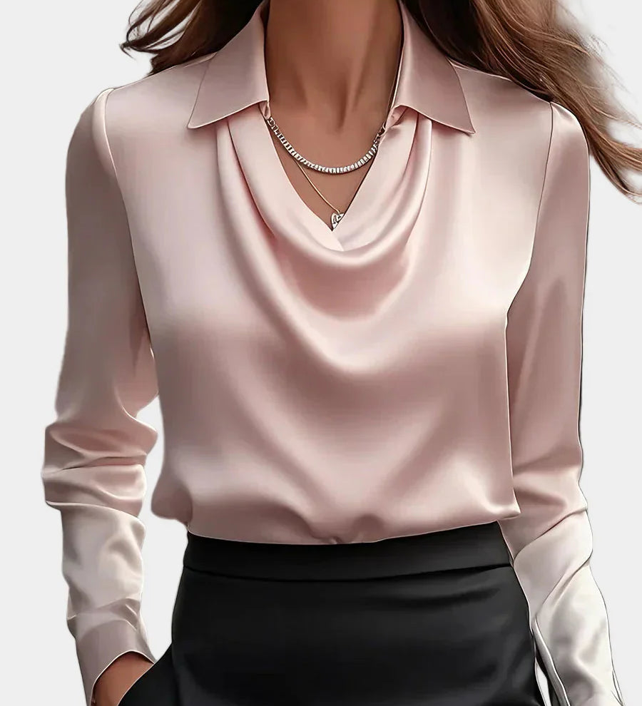 Eglė™ – Elegantiška Satino Palaidinė su Dekoltė